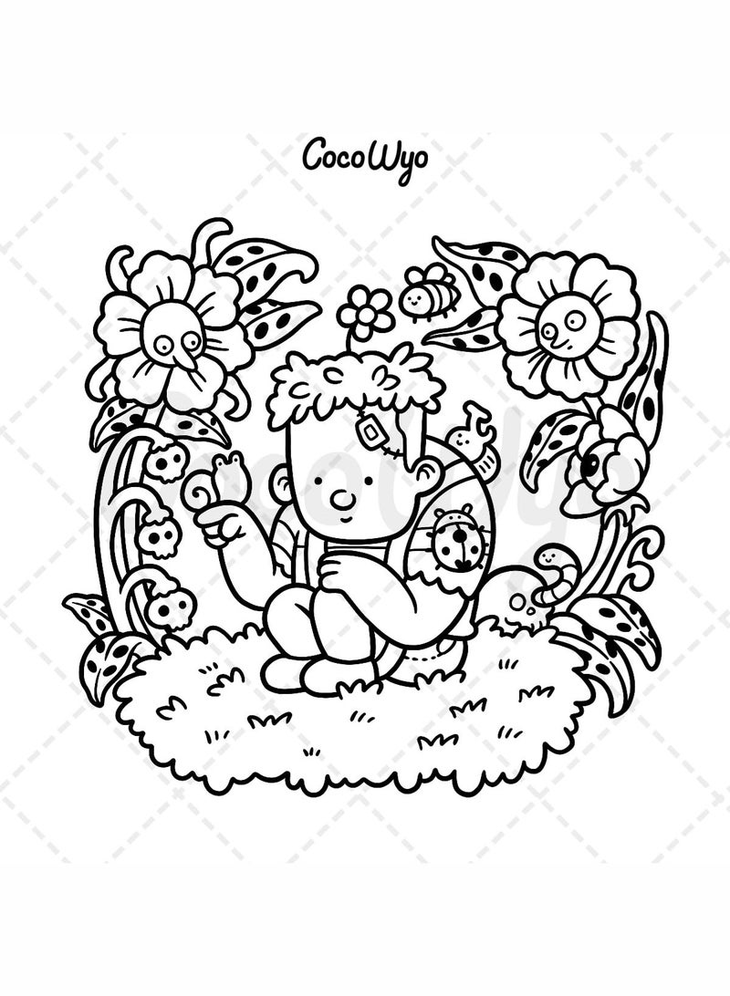 كوكويو كتاب تلوين "لطيفة مخيفة": للكبار والمراهقين، يعرض مخلوقات مخيفة رائعة في لحظات "هيجي" المريحة للاسترخاء (تلوين مساحات مريحة) - Image 4