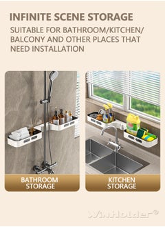 WinHolder 1 Pack Adhesive Swivel Bathroom Shower Caddy, Durable and No Drill Bathroom Organizer, Wall Mounted Swivel Floating Storage Shelf for Kitchen and Bathroom  - Image 4
