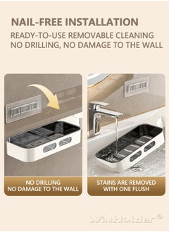 WinHolder 1 Pack Adhesive Swivel Bathroom Shower Caddy, Durable and No Drill Bathroom Organizer, Wall Mounted Swivel Floating Storage Shelf for Kitchen and Bathroom  - Image 5