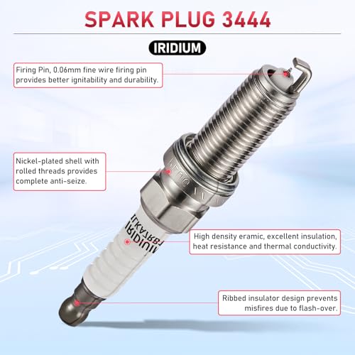 SYKRSS 3444 Iridium Spark Plugs 4 Pack Compatible with Toyota Corolla Matrix Prius Compatible with Scion iQ xD Sentra Frontier CT200h 1.3L 1.8L 2.0L 2.4L 2.5L L4 Replaces 90919-01253 SC20HR11 - Image 2