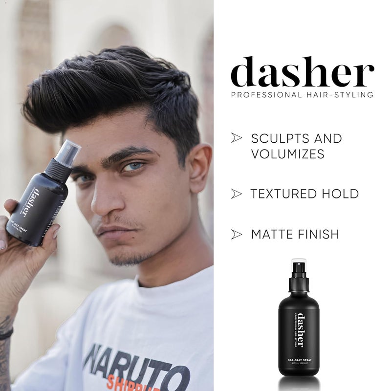 Dasher Sea Salt Spray 100ml Cream Pomade 100g Medium Hold Puck WaterBased Volumizes Texturizes Hair With Bhringraj Vitamin E - Image 2