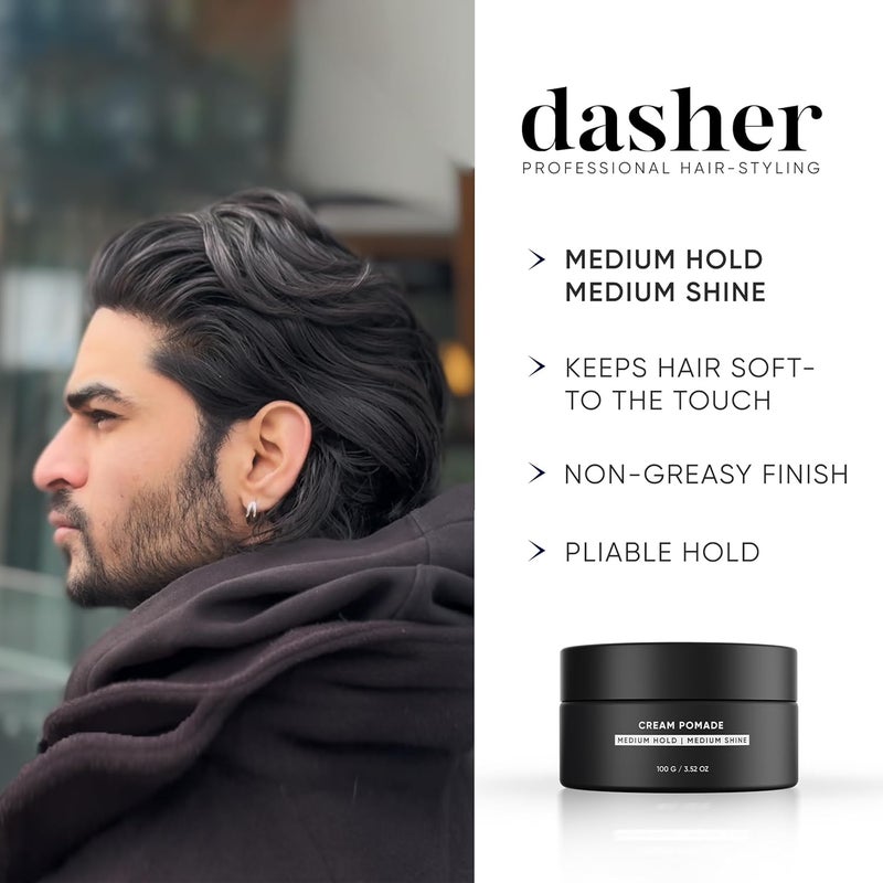 Dasher Sea Salt Spray 100ml Cream Pomade 100g Medium Hold Puck WaterBased Volumizes Texturizes Hair With Bhringraj Vitamin E - Image 3
