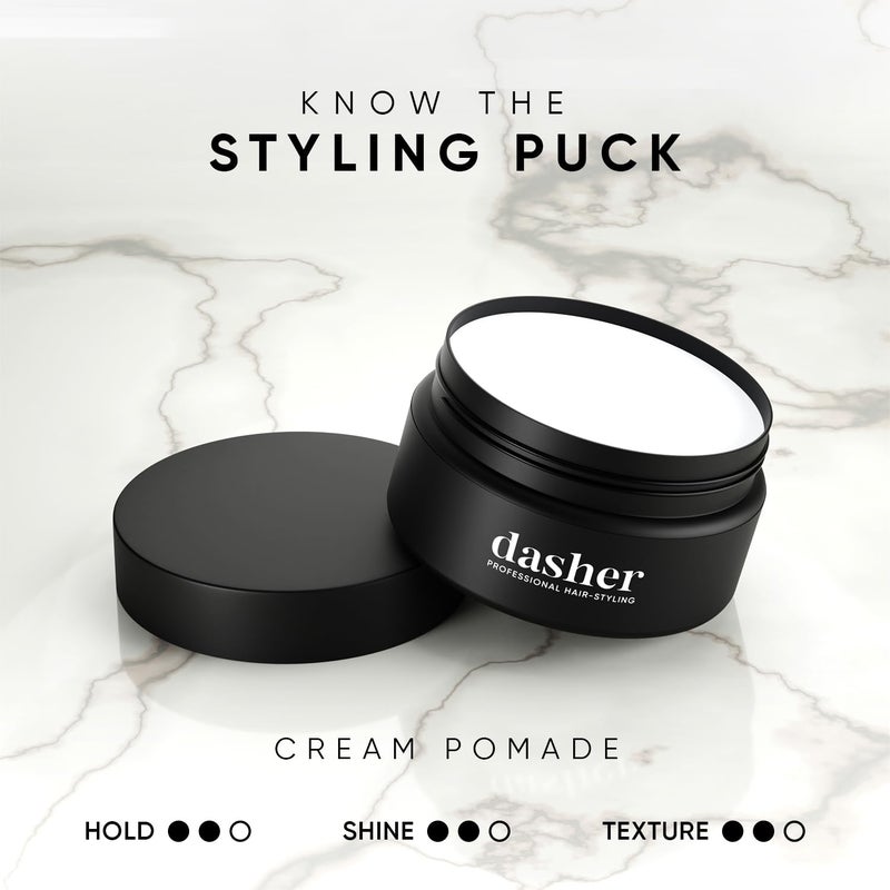 Dasher Sea Salt Spray 100ml Cream Pomade 100g Medium Hold Puck WaterBased Volumizes Texturizes Hair With Bhringraj Vitamin E - Image 4