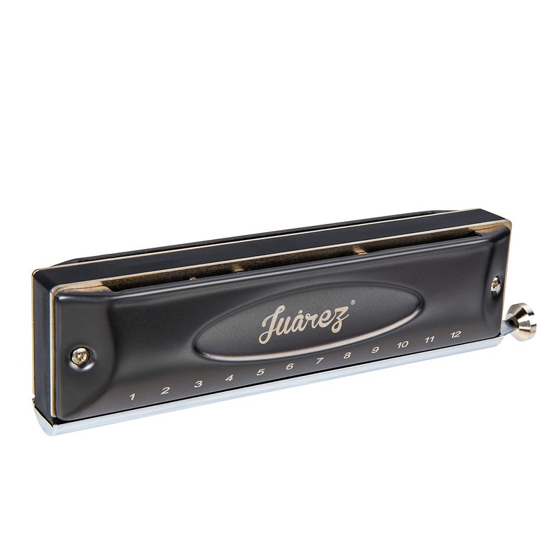 Juarez هارمونيكا كروماتيكية احترافية بلاك بيرد JRH1248NV بمفتاح دو | 12 ثقب 48 نغمة | آلة موسيقية | غطاء - فولاذ مقاوم للصدأ | جسم - ABS | لسان - برونز فوسفوري مع قماش وحقيبة - Image 4