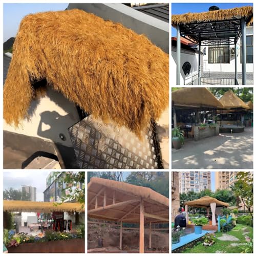 MWNAGO Artificial Thatch Roofing,Self-Adhesive Synthetic Thatch Grass Roof, Mexican Tiki Bar Grass Decorations, Fire Proof Thatch for Fence Patio,Tiki Bar Decor,Tiki Hut,Beach,Party (39.4in*39.4in) - Image 2