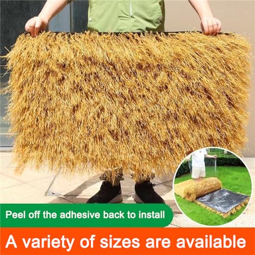 MWNAGO Artificial Thatch Roofing,Self-Adhesive Synthetic Thatch Grass Roof, Mexican Tiki Bar Grass Decorations, Fire Proof Thatch for Fence Patio,Tiki Bar Decor,Tiki Hut,Beach,Party (39.4in*39.4in) - Image 3