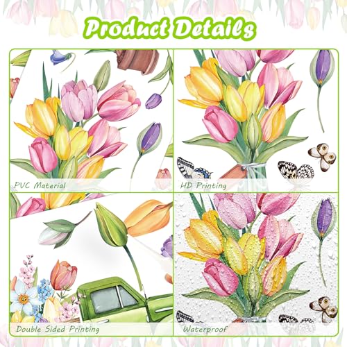 Pedel Spring Summer Window Clings Hello Spring Stickers, 97 Pcs Tulip Flower Butterfly Birds Double-Sided Window Decals for Home School Office Glass Windows Door Decoration - Image 5