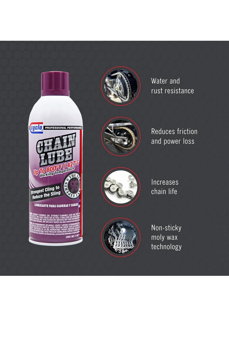 cyclo 312g/11oz Cyclo Chain Lube – Moly & Graphite Industrial Lubricant, Up to 800°F/427°C, Strong Cling to Reduce Sling-Off, Foaming Penetration, O-Ring Safe, Water & Rust Resistant, Reduces Friction & Wear, Extends Chain Life - Image 4