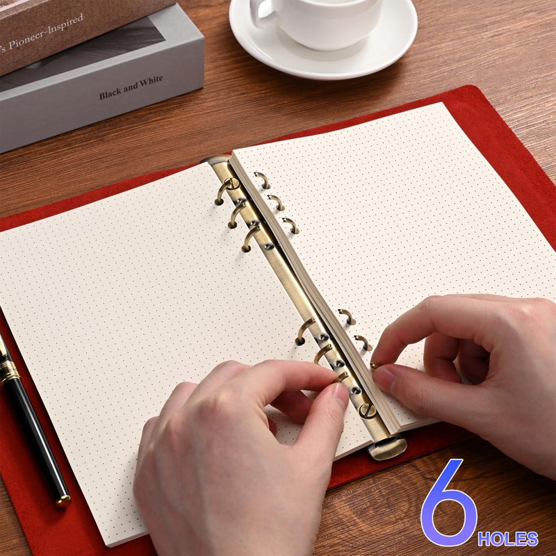 Tofun A5 Dot Grid Paper, 6 Hole Punched,A5 Dotted Refill Paper for Planner/Binders/Organizer, 8.3x5.6 Inch,80 Sheets,Beige,100GSM (1) - Image 5