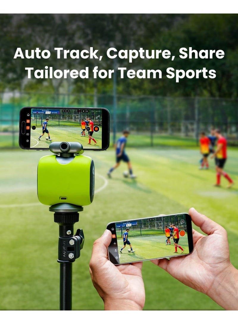 XbotGo Chameleon AI Auto Sports Action Camera - 4K 60FPS Soccer Camera and Basketball Tracking Camera for Team Sports, Live Streaming, No Subscription, Works with iOS & Android (Lemon Green) - Image 2