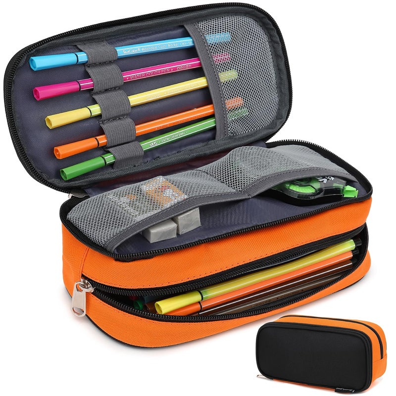 Mountain guest Large Capacity Pencil Case MultiSlot Pencil Pouch Durable Pencil Box Portable Office Pen Bag with Zipper