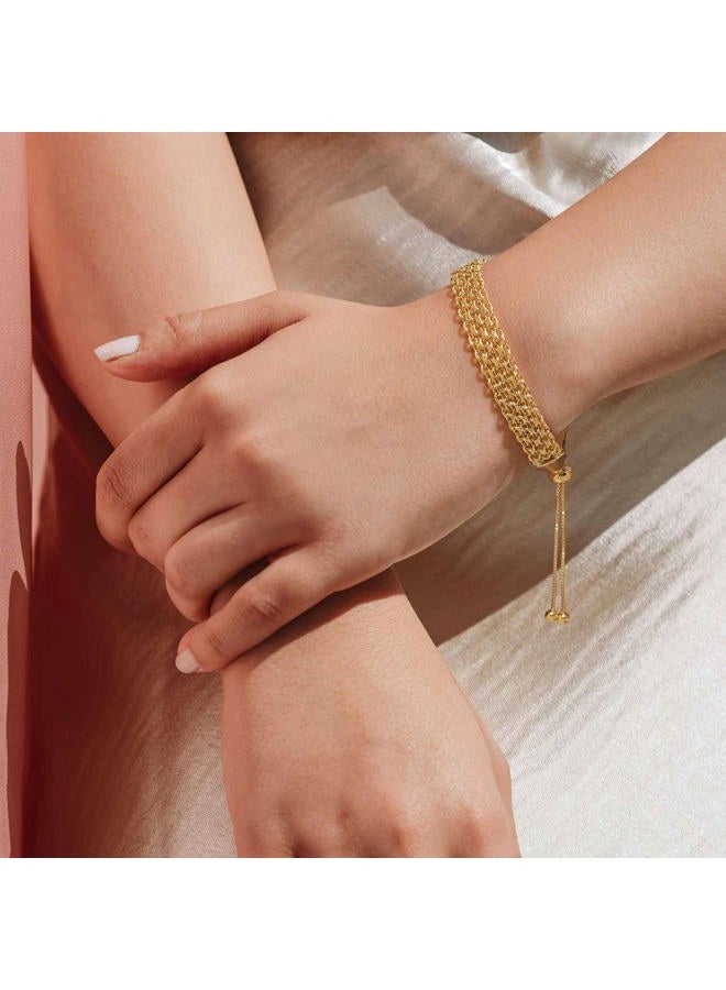 CISSIEPERAL Gold Bracelet Stack 14K Gold Bracelets for Women Chunky Delicate Tapestry of Elegance Dainty Bracelet for Women (A-7+1.5 Inches) - Image 2