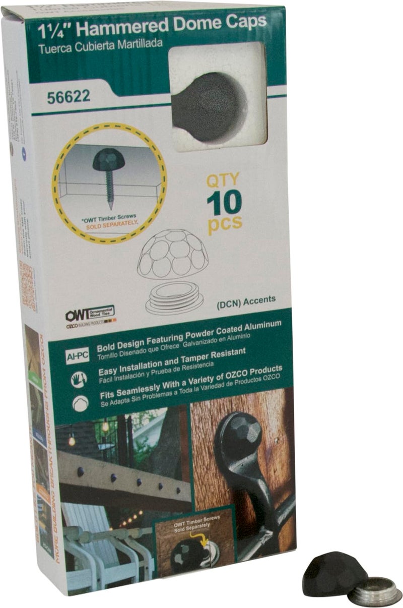 Ozco Building Products 56622 1-1/4-inch Hammered Dome Cap Nut, (10 per Pack) - Image 2
