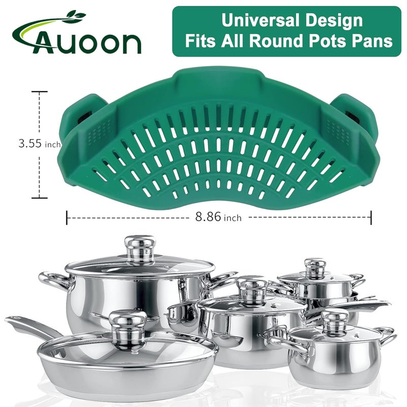 AUOON Clip on Strainer,2 PACK Silicone Food Strainer Pasta Drainer for Pasta,Spaghetti,Ground Beef Grease,Easy to Use Universal Size Fit for all Pots and Bowls(White SeaBlue) - Image 2