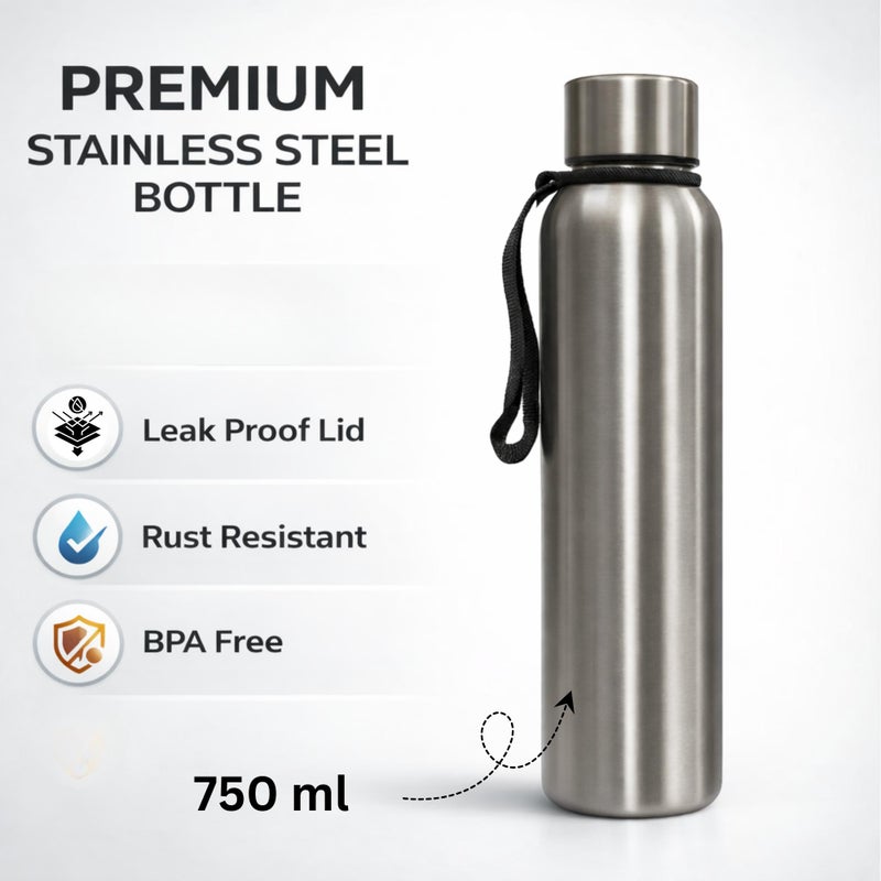 TUMMY Stainless Steel Water Bottle Single Wall - Leak Proof Drinking Bottle Rust Resistant - Water Container for Office School Gym Travel | Outdoor Use Lightweight (750ml & 1000ml) - Image 3