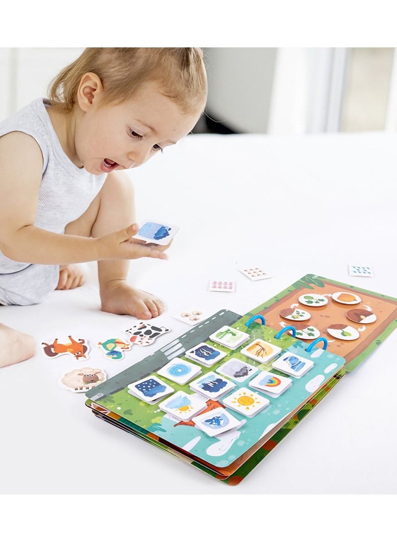 SYOSI Quiet Book for Young Children, 2 Pieces of Baby Early Education Scene Layout Sticker Puzzle Toy Dinosaur Animal Interactive Cognitive Book Suitable for Children to Develop Learning Skills - Image 3