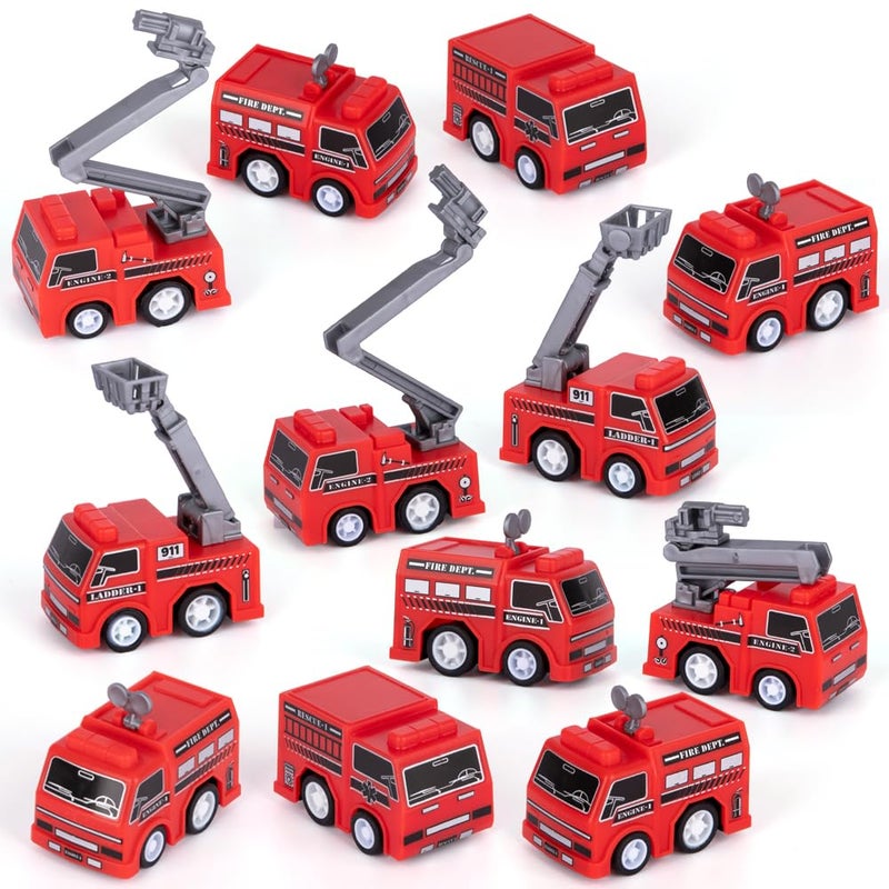 ArtCreativity Mini Pullback Fire Truck Toys Bulk Pack of 24 Firefighter Birthday Party Supplies Firetruck and Fireman Party Favors Goodie Bag Fillers for Kids Ages 3 - Image 2