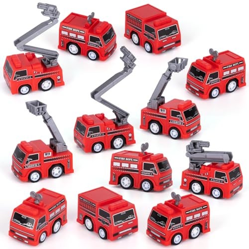ArtCreativity Mini Pullback Fire Truck Toys Bulk Pack of 24 Firefighter Birthday Party Supplies Firetruck and Fireman Party Favors Goodie Bag Fillers for Kids Ages 3 - Image 1
