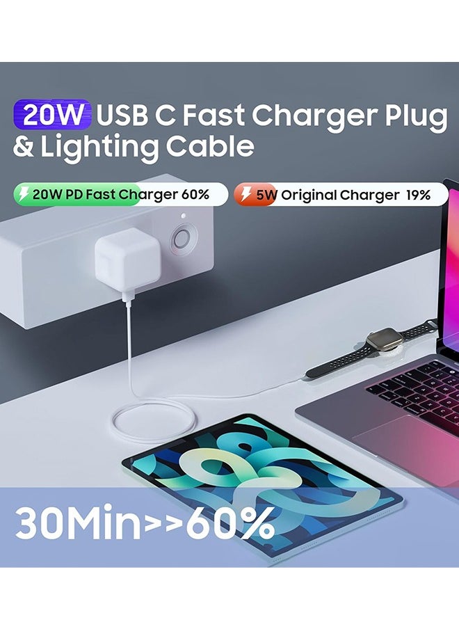 Generic - 2-In-1 20W Type C PD Fast  Charger | Apple Watch Charger | USB C Wall Fast Charger with USB C to Lightning Cable&Apple Watch Charging Cable, Compatible with iPhone 14/14 Pro/14 Pro Max/13/12 & Apple Watch Series10/9/8/7/6/ SE5/4/3/2/1 - Image 1