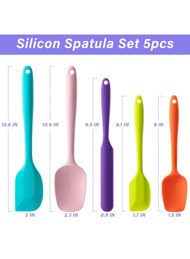 Hoewina Silicone Spatula Set, 5 Piece Food Grade Rubber Spatulas for Baking, Cooking, and Mixing High Heat Resistant Non Stick Dishwasher Safe BPA-Free (Multicolor) - Image 2