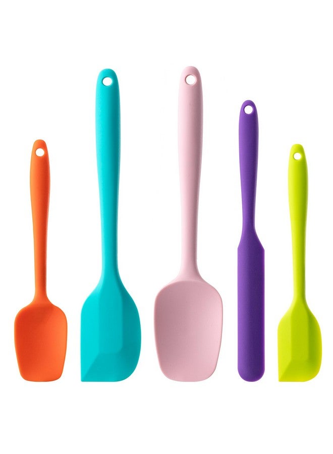 Hoewina Silicone Spatula Set, 5 Piece Food Grade Rubber Spatulas for Baking, Cooking, and Mixing High Heat Resistant Non Stick Dishwasher Safe BPA-Free (Multicolor) - Image 1