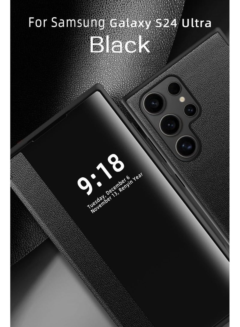 جراب متوافق مع سامسونج جالاكسي S24 Ultra بنافذة شفافة بصرية مغناطيسية رفيعة جراب القلف تدريب وحماية مضادة للصدمات والتأثير لسامسونج جالاكسي S24 Ultra - Image 2