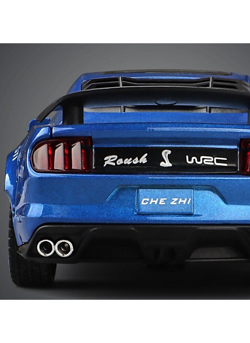 Swift GT-500 Mustang Diecast Alloy Toy Car with Sound & Light Pull Back Vehicle Toy Four Open Door Phantom Car for Kids Adults Blue  - Image 5