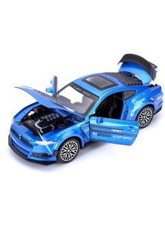 Swift GT-500 موستانج دييكاست لعبة سيارة مصنوعة من خليط معدني مع صوت وضوء لعبة سيارة قابلة للسحب للخلف بأربعة أبواب مفتوحة للأطفال والكبار باللون الأزرق  - Image 2