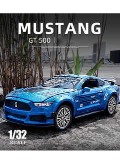 Swift GT-500 موستانج دييكاست لعبة سيارة مصنوعة من خليط معدني مع صوت وضوء لعبة سيارة قابلة للسحب للخلف بأربعة أبواب مفتوحة للأطفال والكبار باللون الأزرق  - Image 3