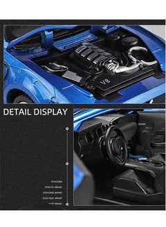 Swift GT-500 موستانج دييكاست لعبة سيارة مصنوعة من خليط معدني مع صوت وضوء لعبة سيارة قابلة للسحب للخلف بأربعة أبواب مفتوحة للأطفال والكبار باللون الأزرق  - Image 4