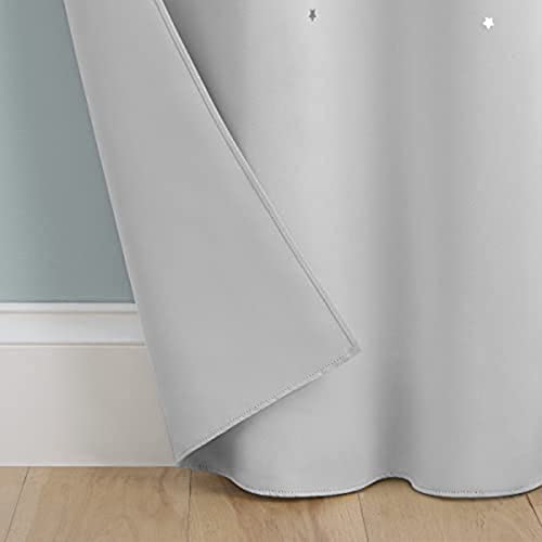 ECLIPSE Dreamer Star Laser Cut Room Darkening Grommet Window Curtains for Bedroom (2 Panels), 34 in x 95 in, Silver White - Image 5