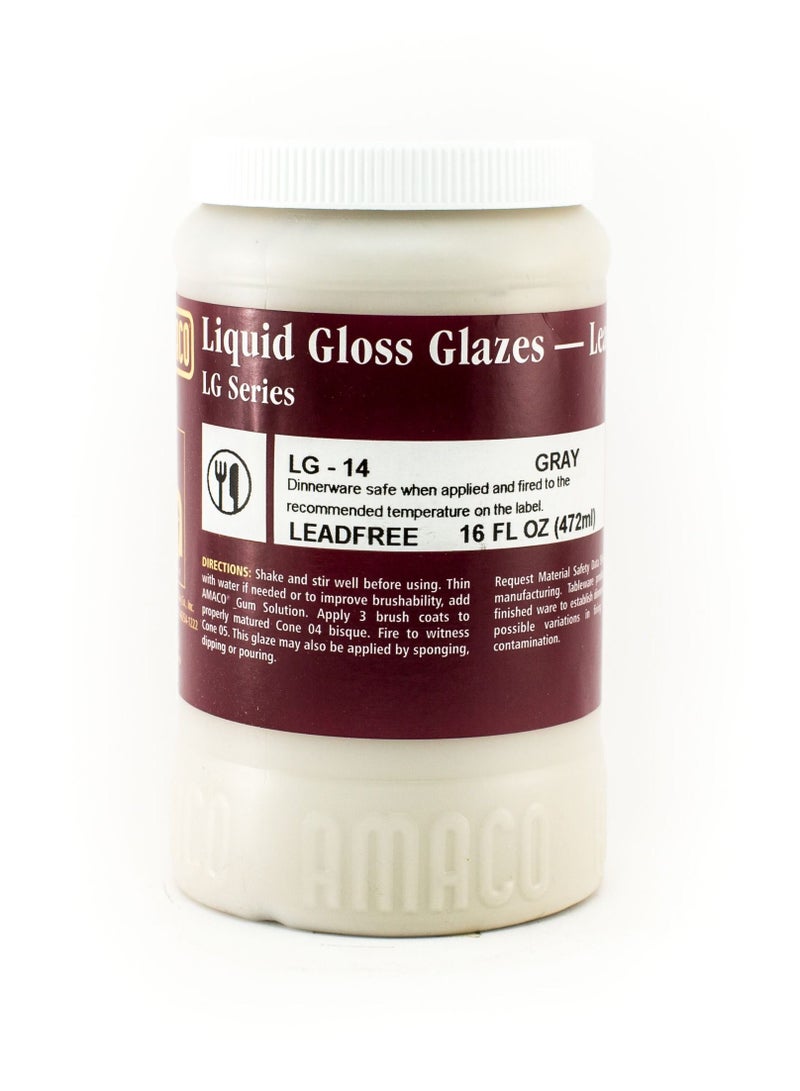Amaco Liquid Glaze Gray LG-14 Low Fire Gloss Lead Free for Pottery and Ceramic - Image 1