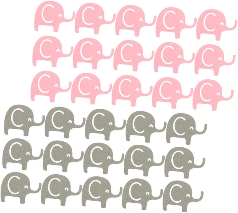 Elephant Confetti 200pcs Shower Table Decorations DIY Paper Scatter Birthday Party Supplies for Shower, Pink and Gray Decorative Table Confetti - Image 1