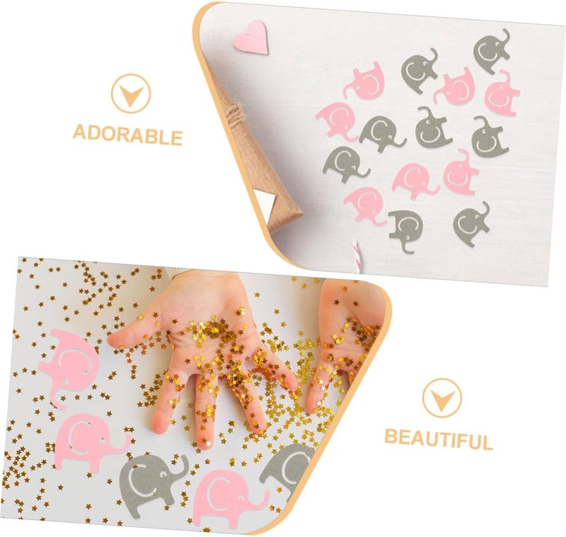 Elephant Confetti 200pcs Shower Table Decorations DIY Paper Scatter Birthday Party Supplies for Shower, Pink and Gray Decorative Table Confetti - Image 3