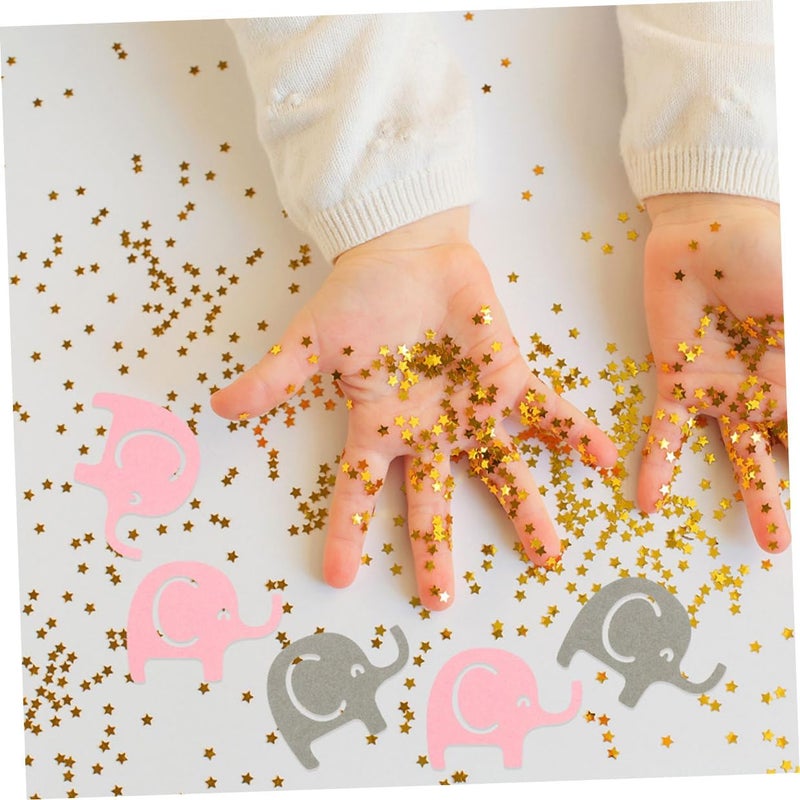 Elephant Confetti 200pcs Shower Table Decorations DIY Paper Scatter Birthday Party Supplies for Shower, Pink and Gray Decorative Table Confetti - Image 4