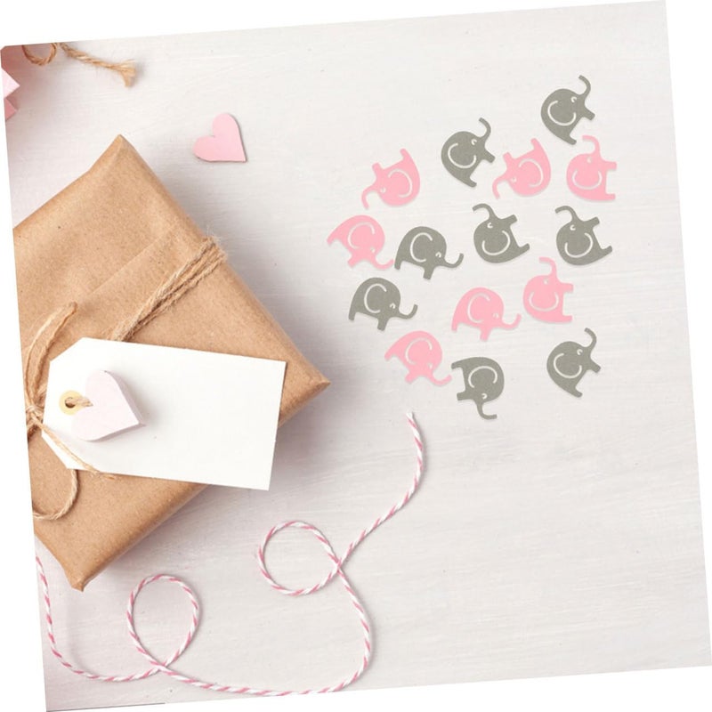 Elephant Confetti 200pcs Shower Table Decorations DIY Paper Scatter Birthday Party Supplies for Shower, Pink and Gray Decorative Table Confetti - Image 5