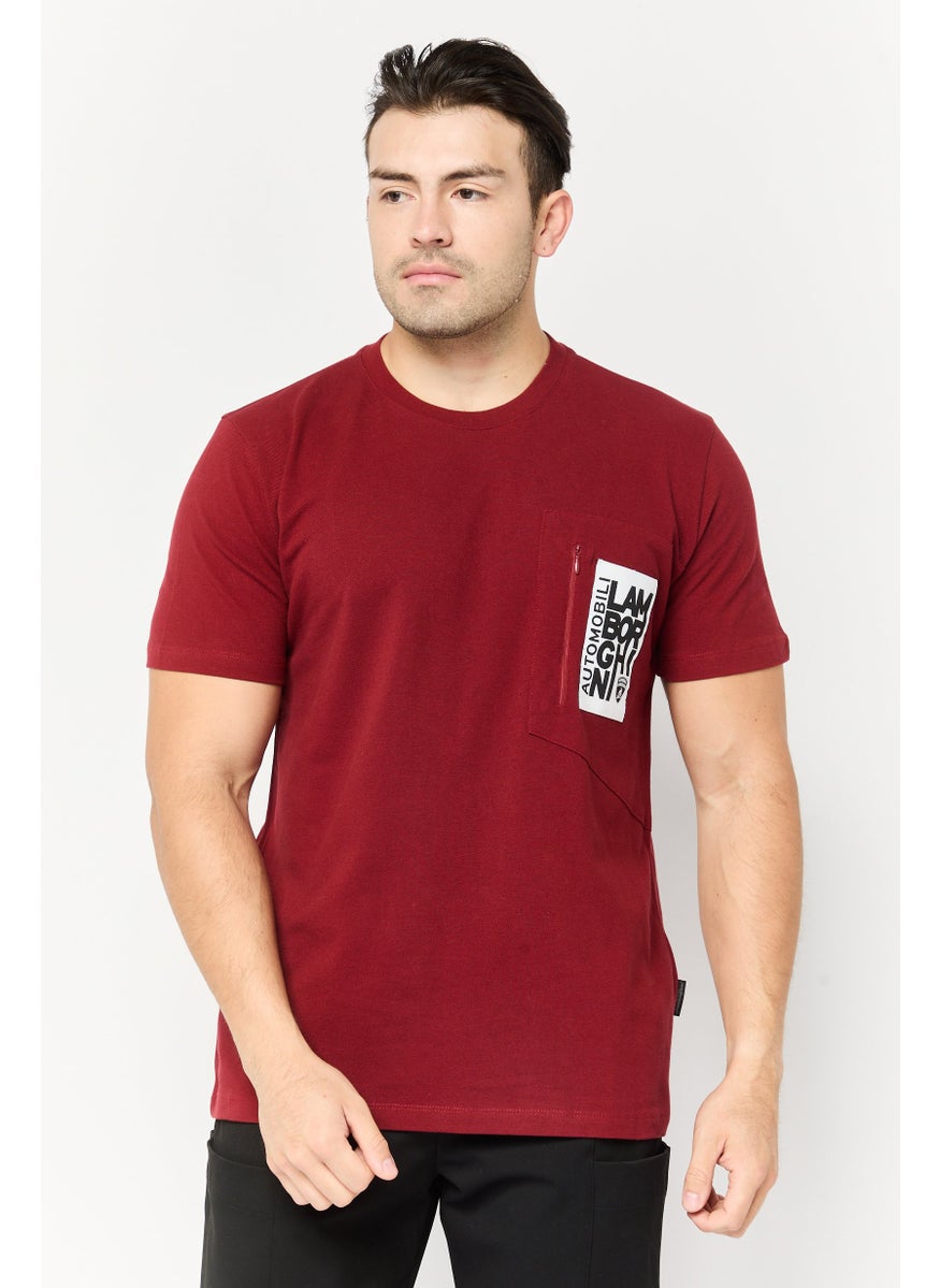 LAMBORGHINI Men Sportswear Fit Short Sleeve Outdoor T-Shirt, Maroon  - Image 1