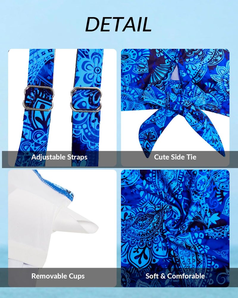 Yonique Womens Blouson Tankini Top Only Loose Fit Swim Top No Bottom Modest Swimsuit Blue Paisley X-Large - Image 5