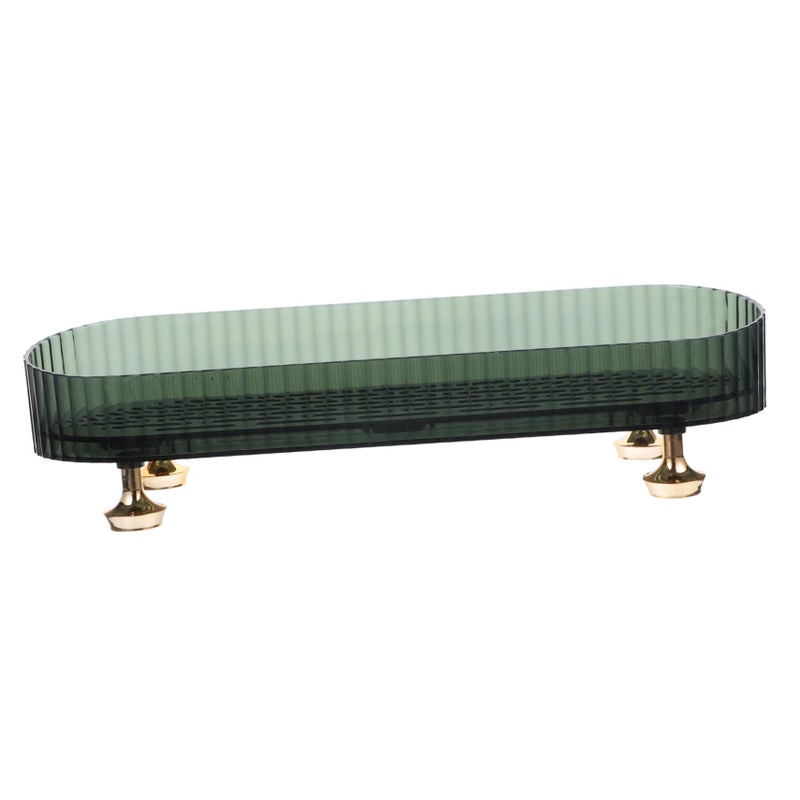 Green 11.8 Inch Bathroom Countertop Tray Draining Holder for Soap Toothbrushes - Image 2