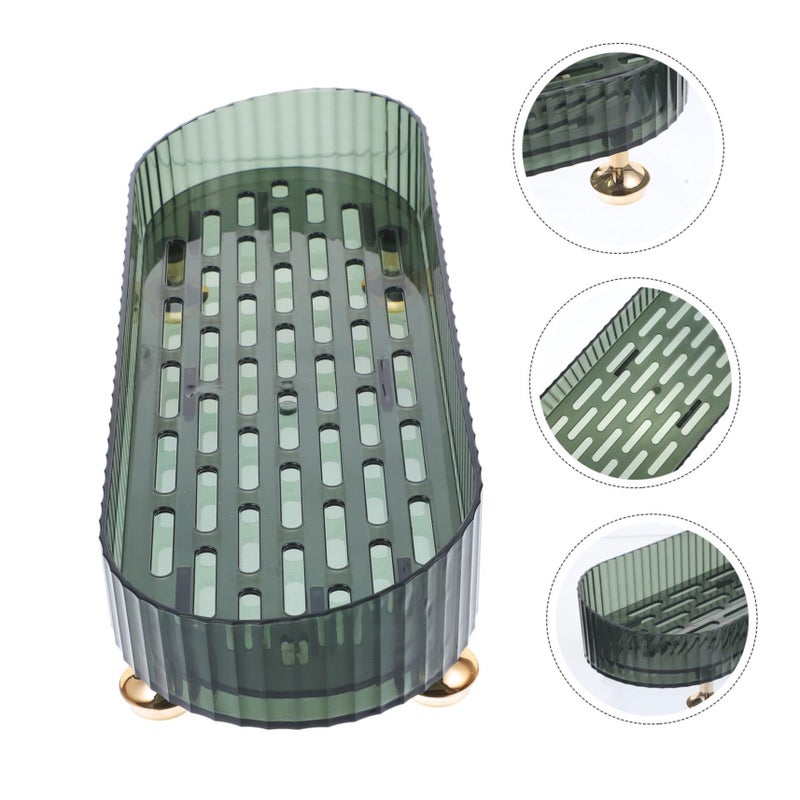 Green 11.8 Inch Bathroom Countertop Tray Draining Holder for Soap Toothbrushes - Image 3