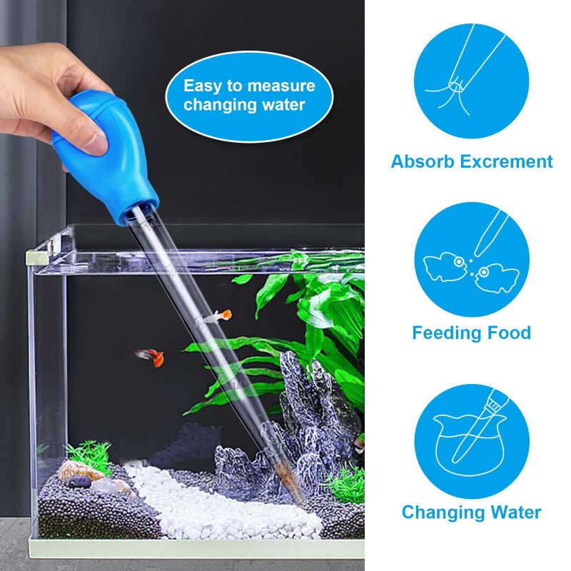 WEAVERBIRD Manual Fish Tank Water Changer Aquarium Dropper, 30ml Aquarium Clean Pipette Dropper, Fish Tank Cleaning Waste Remover, Aquarium Gravel Cleaning Straw, Blue - Image 4