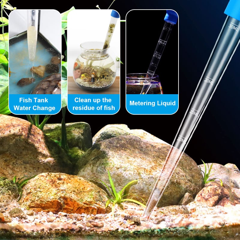 WEAVERBIRD Manual Fish Tank Water Changer Aquarium Dropper, 30ml Aquarium Clean Pipette Dropper, Fish Tank Cleaning Waste Remover, Aquarium Gravel Cleaning Straw, Blue - Image 5