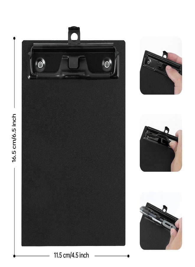 FRETONBA Mini Clipboard 4x6 Inch with Pen Holder, 2 Pack Small Clipboards with Low Profile Clip & Hanging Loop, A6 Portable Pocket Clipboards Memo Size Notepad for Restaurant, Office, School (Black) - Image 2