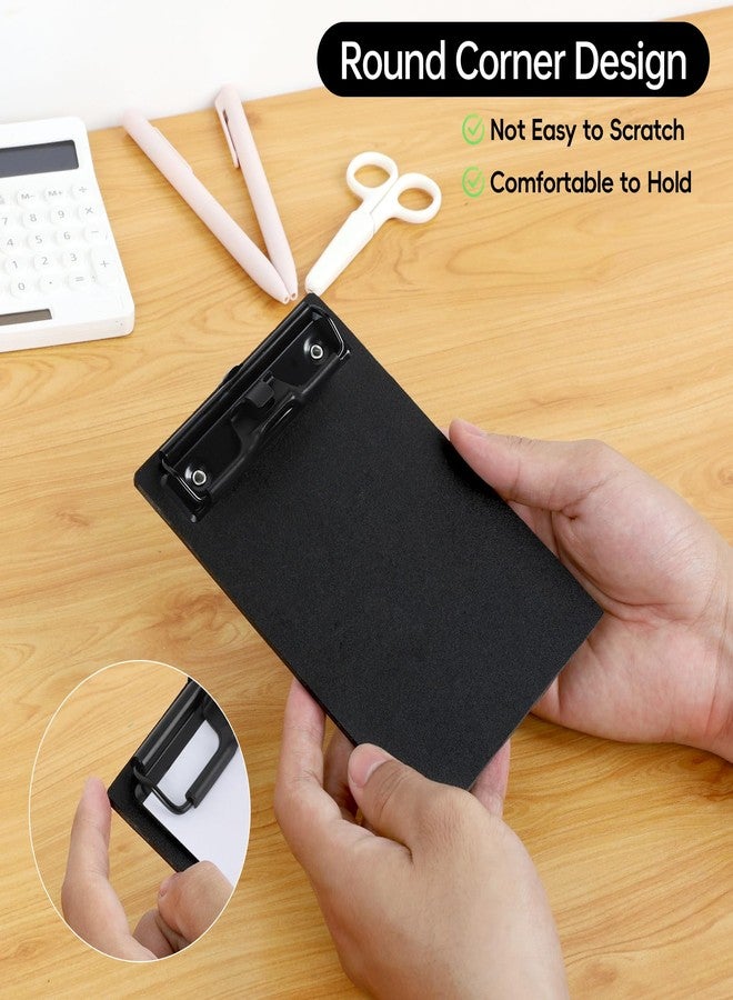 FRETONBA Mini Clipboard 4x6 Inch with Pen Holder, 2 Pack Small Clipboards with Low Profile Clip & Hanging Loop, A6 Portable Pocket Clipboards Memo Size Notepad for Restaurant, Office, School (Black) - Image 4