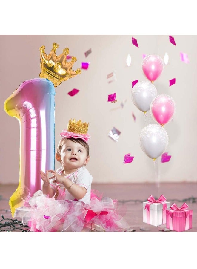 Number 1 Balloon with Detachable Crown, Easy Inflate and deflate reusable, Premium Foil Mylar Balloons for Birthdays, Anniversaries, and Party Decorations(40 inch, Multicolor）  - Image 5