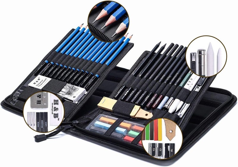 HB 48 Professional Sketching Pencils and Drawing Kits, Including Sketching Pads, Graphite Pencils, Pencil Sharpener and Eraser, Artist's Art Supplies for Artists Beginner Adults - Image 5