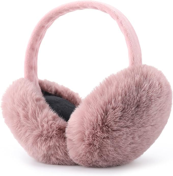 THE DDS STORE Muffs for Women - Winter Ear Warmers - Soft & Warm Cable Knit Furry Fleece Earmuffs - Ear Covers for Cold Weather Puffy Fluffy Earmuffs (Champagne) - Image 1
