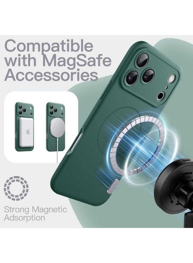 ELTRAZONE Silicone Case for iPhone 17 Pro with MagSafe | Magnetic Charging Compatible | Slim Liquid Silicone Shockproof Protective Cover with Soft Microfiber Lining (Green) - Image 3