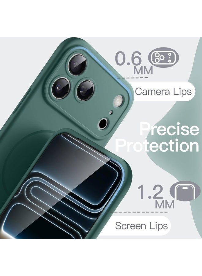 ELTRAZONE Silicone Case for iPhone 17 Pro with MagSafe | Magnetic Charging Compatible | Slim Liquid Silicone Shockproof Protective Cover with Soft Microfiber Lining (Green) - Image 5