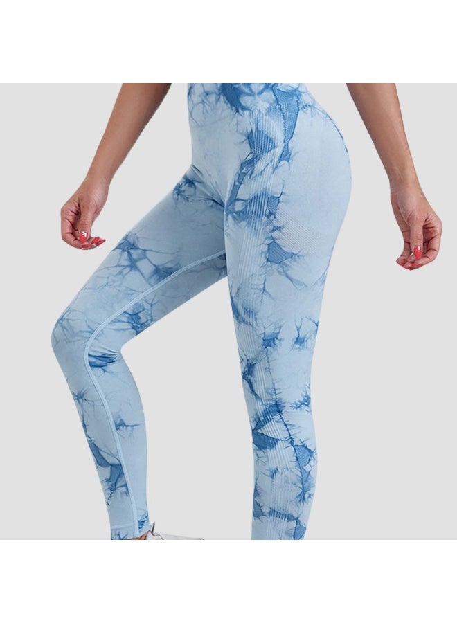 Women Cross Waist Leggings Seamless Tie Dye Leggings High Waist Hip Liftting Gym Workout Running Fashion High Elastic Knit Pants - Image 1